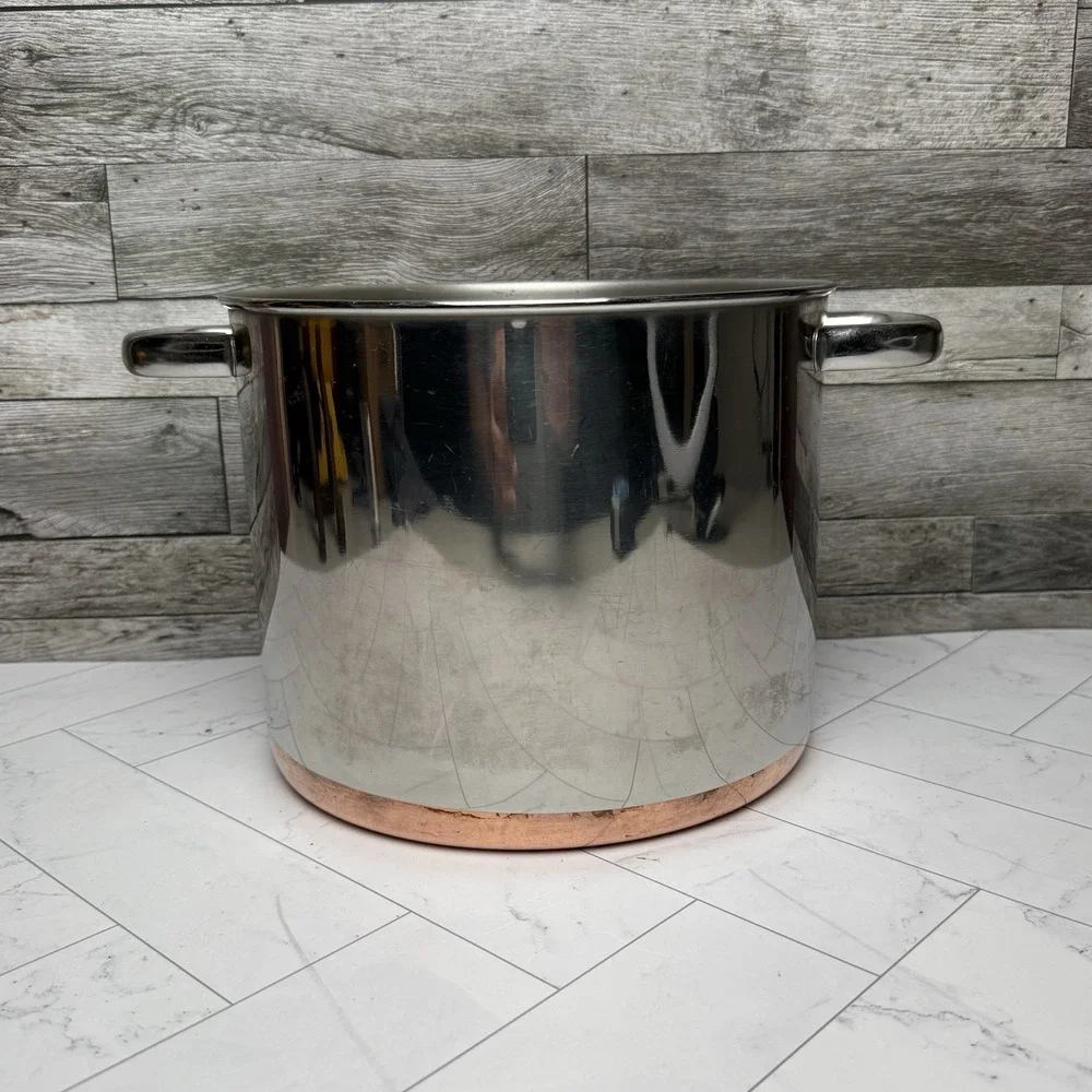 Revere Ware 1801 8 Qt Stock Pot NO Lid Copper Clad Clinton IL USA Stainless